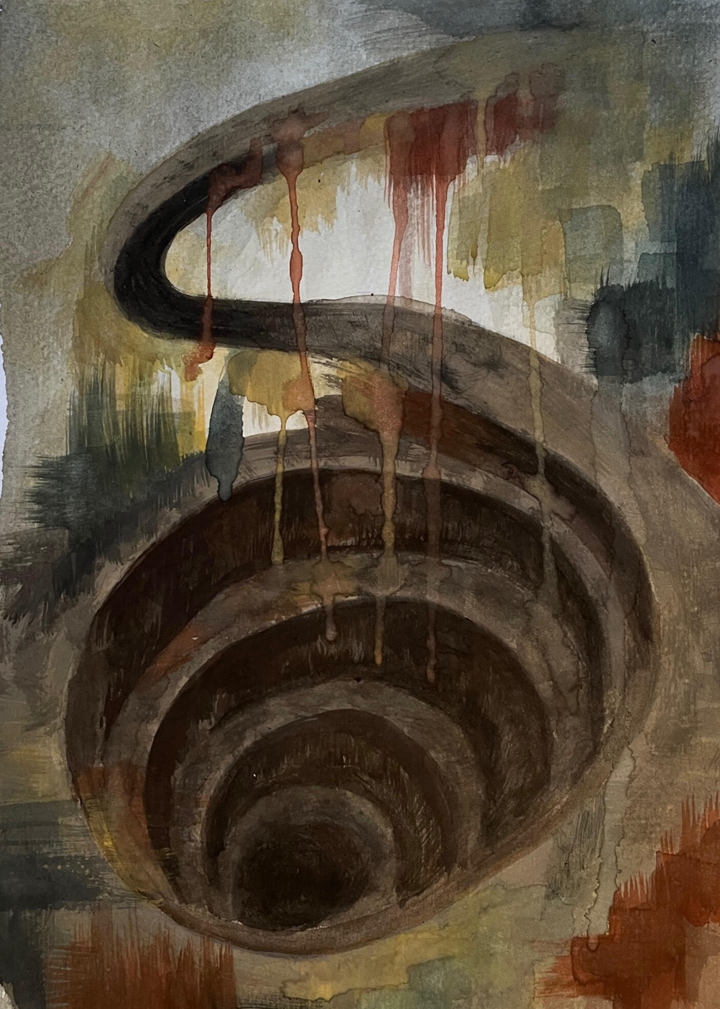Click Goes Your Seatbelt Click Goes Your Seatbelt (2026), a mixed-media painting exploring a recurring childhood dream remembered in vivid detail.